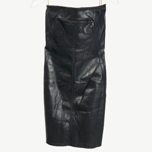 Rick Owens "Luxor" FW/23 Black Coated Strapless Bustier Mini Dress - Picture 2 of 12